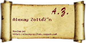 Alexay Zoltán névjegykártya